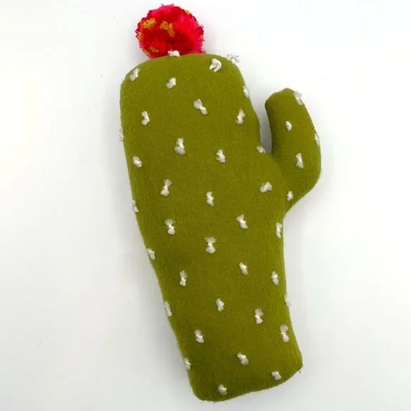 Handmade Cactus Plush Stuffed Toy with Pom Pom - Made in Portland Oregon - Picture 1 of 5